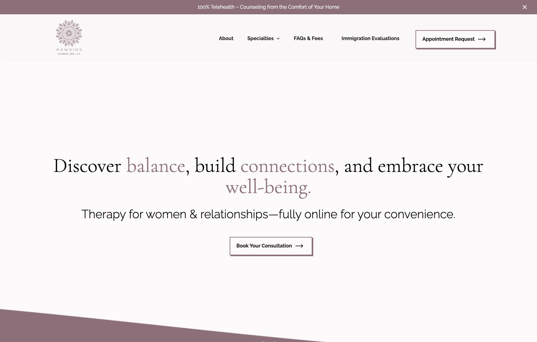 Kim Hawkins Counseling website